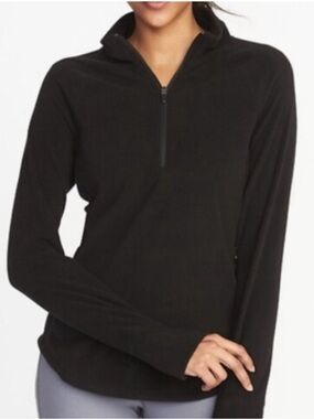Joe Fresh Women's Black Fleece Quarter-Zip Pullover Size XL